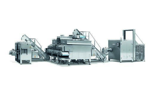 Production line: Universal Grinder AW 300 U, two Mixers MR 2500 and two Final Grinders MU 200