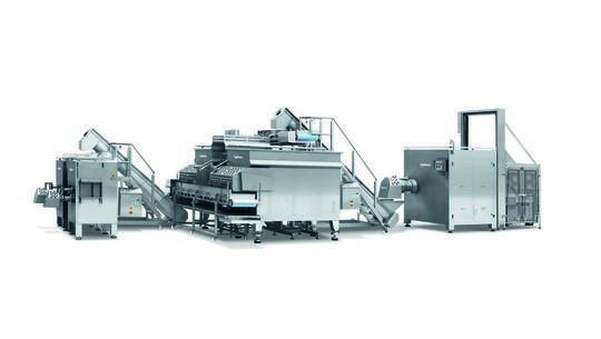 生产线：通用绞肉机 AW 300 U，两台搅拌机 MR 2500，两台末端绞肉机 MU 200